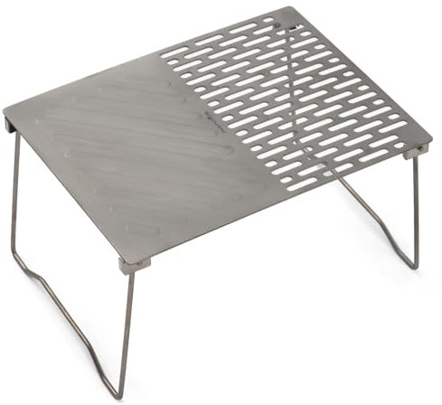 Klappbarer Lagerfeuer Grill, Heavy Duty Stahlrost, Tragbarer Ti BBQ Grill, Lagerfeuer Kochausrüstung, Grillrost über der Feuergrube für Outdoor Kochen mit Offener Flamme (3)