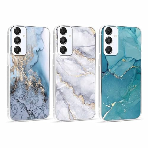 Xylota 3 Stück Handyhülle für Samsung Galaxy A16 5G 6,7 Hülle, Transparent Mode Case mit Aesthetic Marmor Muster, Weich Silikon Ultra Dünn TPU Stoßfeste Kratzfest Schutzhülle Cover für Samsung A16