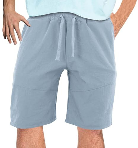 Bermudashorts für Herren, Cargo, elastischer Bund, lässige Jeanshose mit Kordelzug, bequem und atmungsaktiv, Bermudashorts für den Sommer, für den Außenbereich, 2 x Blau, 56