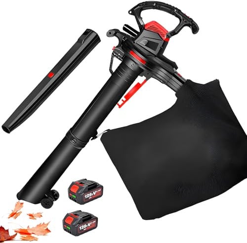 40v Cordless Garden Leaf Blower & Vacuum, 6 Speeds Battery Powered Leaf Vacuum Mulcher, Garden Vacuum And Blowers With 40l Collection Bag, 156cfm, 2 X 4.0ah Battery