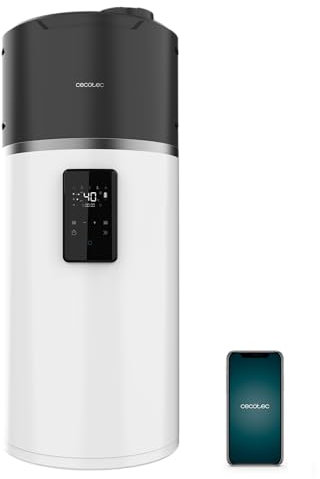 Cecotec Scaldabagno Elettrico 80L Verticale con Display Touch AeroThermal 80L. Energia Sostenibile, Basso Consumo, Touch Screen, Controllo APP, R290, Temp. Fino a 75ºC