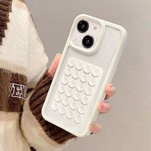 Yhsvie Coque pour iPhone 14 plus/15 Plus Transparente Housse Clear Ultra Fine Silicone Souple Étui avec Ventouse Amovible Antichoc Pare-Chocs TPU Bumper Case Cover-Blanc