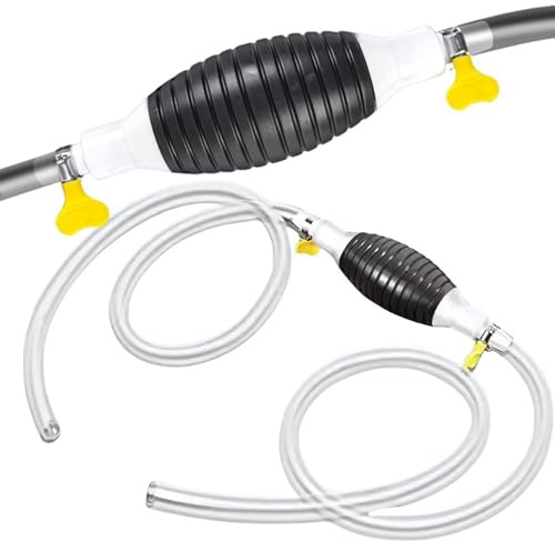 PARENCE- Pompe Manuelle d’Extraction pour Carburant, Eau et Huile – Kit Siphon avec Poire d’aspiration, Tuyau 2m Transparent + Serre-Joints – Vidange Facile et Rapide
