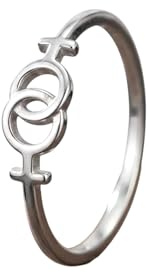 Interlocking Female Symbol Ring Minimalist LGBTQ Pride Jewelry Dainty Lesbian Ring Woman Empowerment Gift (US 4, Sterling-Silber)