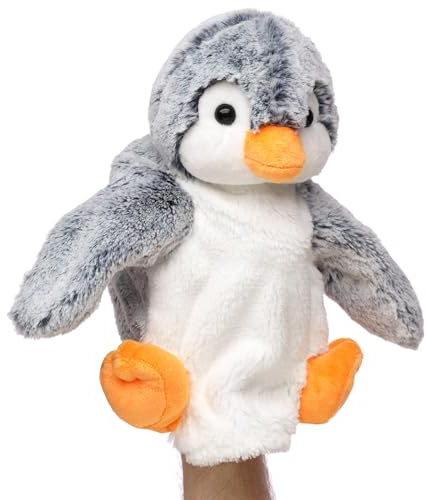 Uni-Toys - Handpuppe Pinguin (blau-meliert) - 24 cm (Höhe) - Plüschtier, Kuscheltier