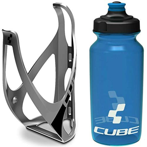 Cube HPP Cage - Matt Black & Flow Bottle - Orange, 750ml / Water Drink Flask Vessel Bidon Holder Mount Bracket Kit Lightweight Plastic Drinking Hydration Biking Bike Riding Frame Accessories