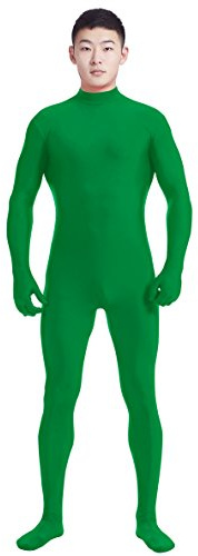 lucky baby store Boys' Men's Adult Mock Neck Full Body Unitard Spandex Zentai Suits Costumes Unitard (M, green)