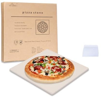 Waykea - Pierre à pizza carrée en cordiérite pour barbecue, four ou four de camping-car, 30,5 x 30,5 cm