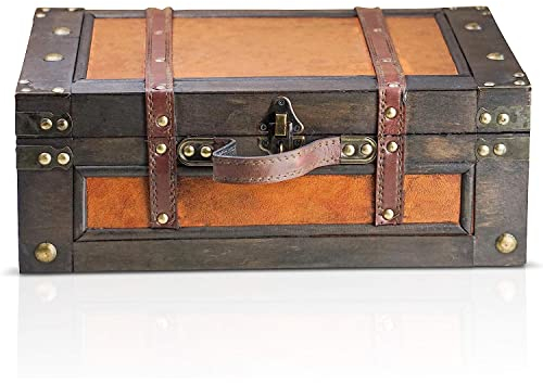 Brynnberg - Coffre au Trésor - Fabrication Durable en Bois et Métal - Design Vintage, Unique et Artisanal avec Fermeture Frontale - Élément Décoratif Frappant - Marco 38x27x14cm