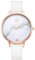 Alienwork Armbanduhr Damen Roségold Lederarmband Weiss Ultra-flach Elegant