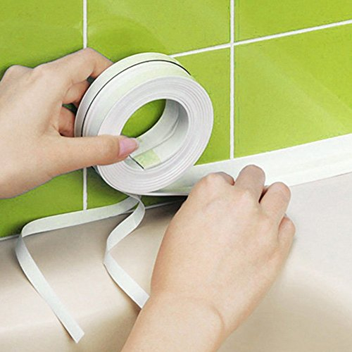 Dichtungsband, wasserdicht, PVC, wasserdicht, selbstklebend, für Badewanne und Wand, 3,2 m x 3,8 cm, Weiß
