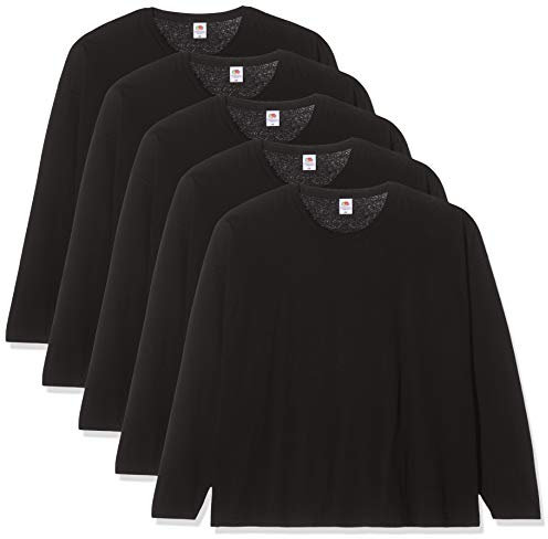 Fruit of the Loom Men's Original Long Sleeved Tee, 5 Pack T-Shirt, Black (Black 36), XX-Large (Size:2XL) (Pack of 5)