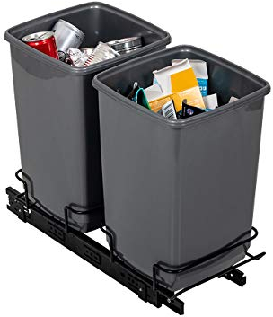 Addis 518527 - Sistema de basura doble extraíble para armario, 2 x 10 L, ecológica, de plástico 100% reciclado, color gris claro, 20 unidades