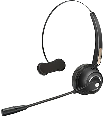 MediaRange Wireless Mono Headset with Microphone, 180 mAh Battery, Black