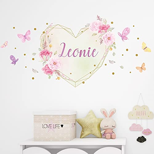 tjapalo®v157 Wandtattoo kinderzimmer mädchen Name Wandbild Wandtattoo mädchenzimmer name Herz Wandtattoo Name mädchen