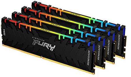 Kingston FURY Renegade RGB 64 GB (4 x 16 GB) 3600 MHz DDR4 CL16 Desktop Memory Kit of 4 KF436C16RB1AK4/64