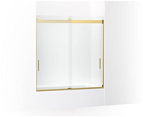 KOHLER Levity Sliding bath door, 62-in H x 56-5/8-59-5/8-in W, with 1/4-in thick Crystal Clear glass