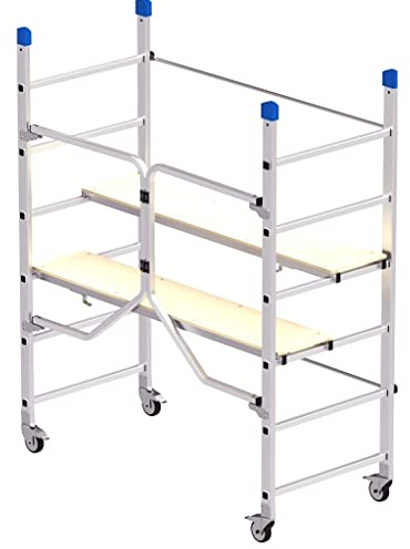 Bricoloco Gerüst aus Aluminium - Schnelle Montage ohne Werkzeug und Traglast 150 kg - extra zusammenklappbare Leiter bis 26 cm