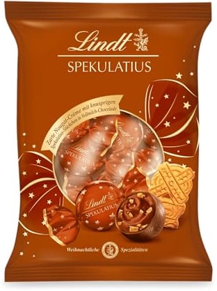 Lindt Schokolade Spekulatius Doppeldreh Kugeln | 101g | Zarte Nougatcrème mit knusprigem Spekulatius in Vollmilch Schokolade | Schokoladen-Geschenk zu Weihnachten | Weihnachtsschokolade