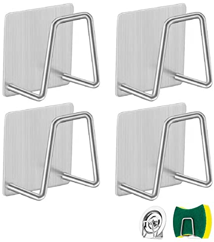 Helweet Porte Éponge Inox, Porte Éponge Évier Cuisine, 4 Pièces Porte-éponges Auto-Adhésifs, Porte Éponge Évier, Porte Éponge Cuisine, Porte-éponges, Pour Éponges, Brosser, Torchon