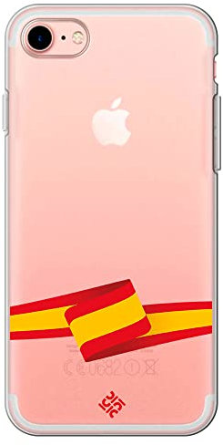 Movilshop Funda para [ iPhone 7 - iPhone 8 ] Dibujo Auténtico [ Bandera España ] de Silicona Flexible Transparente Carcasa Case Cover Gel para Smartphone.