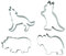 BekkiB - 4er-Set „Tiere“ - Ausstechformen Wolf, Nashorn, Nilpferd, Känguru - Ausstecher aus Edelstahl sind spülmaschinengeeignet - 3934