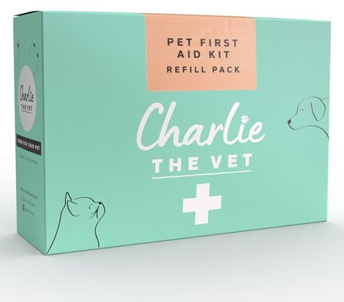 Charlie The Vet Paw Bandaging Kit/Pet First Aid Kit Refill Pack. Vet Approved Wound Management Items - Vet Wrap, Bandages, Dressings, Iodine Wipes, Saline Pods and More