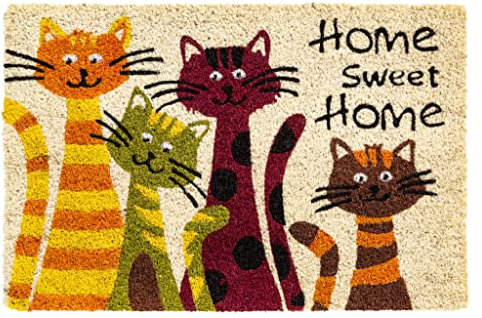 CSN Fußmatte Kokosmatte Kokos Fussmatte Innen 40 x 60 cm (Home Sweet Home Katze)