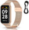 ToVioc Armband Kompatibel mit Xiaomi Redmi Smart Band 2, Mesh Gewebte Edelstahl Metall, Uhrenarmband Ersatzband für Xiaomi Redmi Smart Band 2 - Roségold