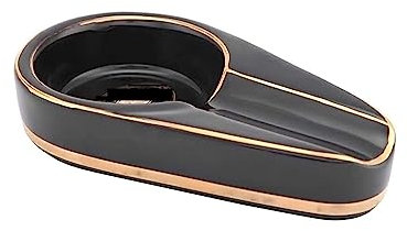 HELGN Cendriers Mini cendrier à cigares, Porte-Cendres de cendrier de Cigarette en céramique de Table festonné élégant Portable Aspirateur de Fumée (Color : Black)