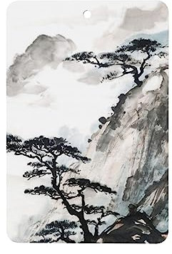 Foggy Mountain Pine Tree Print Air Freshener 2 Pieces Car Scented Hanging Sheet For Home And Car Decoration