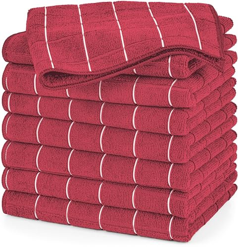 Utopia Towels Mikrofaser-Küchentücher, super saugfähig, 45,7 x 66 cm, langlebig, weich und fusselfrei, ideal für die Reinigung von Geschirr, Pfannen und Küchengeräten (8 Stück, rot)