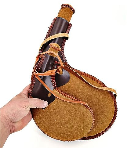 2pcs Ancient Hunting Hip Flask Hand-stitched Leather Bag Large Capacity Alcohol Flask Outdoor Kettle Ethnic Crafts, 450ml & 1500ml