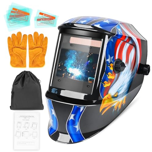 NDUUN Welding Helmet for Men Auto Darkening True Color Solar Battery Powered Hood for TIG MIG ARC Cut Welder Mask 3.94 x 2.64 Large Viewing Screen with 4 Arc Sensor Wide Shade 4/5-9/9-13