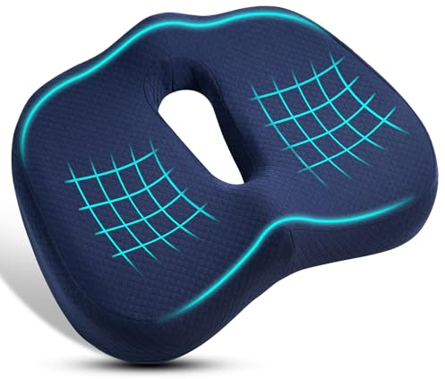 Ainiv Orthopädisches Sitzkissen, Stuhl Memory-Foam Sitzkissen, Ergonomisches Sitzkissen, Rollstuhlkissen Wirkt Schmerzreduzierend, Erhöht Sitzkomfort, Fördert Durchblutung und Entlastet das Steißbein