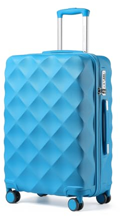 British Traveller Valigia Media Trolley 64CM Valigie Rigida ABS+PC con Rotelle Girevoli e TSA Lucchetto (24pollici, Azzurro)