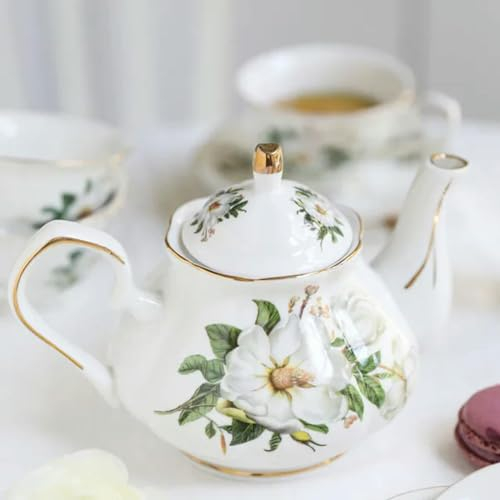 SOREZE Bone China Teekanne 500ML Rosa Kamelie Kaffeekanne Set Home Porzellan Wasserkocher Krug Party Café Teegeschirr Teekanne