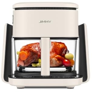 Jimmy Freidora de Aire con Sartén 2 en 1, Air Fryer con Cesta para Freír Transparente de 4 Litros, Sartén Grill, Pantalla Táctil LED, Control de Temperatura y Temporizador, 1100W, AF3