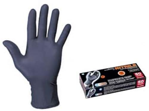 2PZ GUANTI IN NITRILE SPESSORATI NERI - tg.M in conf. da 50 pz. (PG506.10)