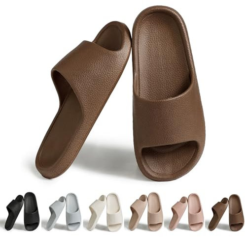 Hoomall Claquettes Femmes Hommes Ultra Doux Antidérapante Confortable Pantoufles de Douche Chaussures Slides Eté Chaussons de Piscine Plage Maison Intérieur(Brun,40/41 EU)