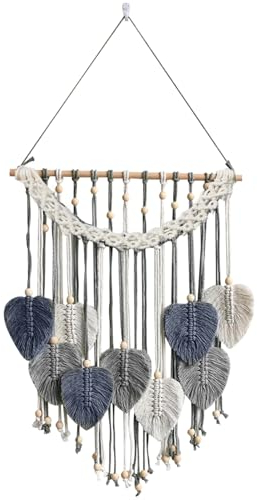 duisoad Makramee Wandbehang Blatt Quaste Wand Tapisserie Boho Macramé Leaf Wall Decoration Makramee Blatt Wanddeko für Schlafzimmer, Wohnzimmer, Wohnung, Hotel, Wanddekoration, 40x80cm
