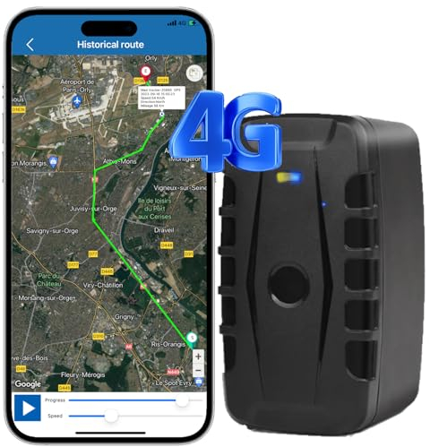 Localizador GPS para Coche 4G Aplicación de Seguimiento GPS sin suscripción Batería de 20000 mAh Seguimiento en Tiempo Real Magnético Impermeable IP67 Múltiples Aplicaciones/Alarma SMS/Geo-Cerca