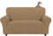 Easy-Going Stretch Sofa Überzug 2 Sitzer, Rutschfester Sofabezug für Hund Katze, Waschbarer Fleece Couch Überzug Bezug, Weicher Küchensofa Couch Cover, 1 Stück Sofaschoner mit Armlehnen, Kamel
