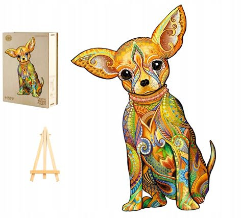 PASJO Holzpuzzle Erwachsene mit Hundemotiv 221 Teile 42x29,4 cm Geschenkidee für Kinder Hund Tierförmige Puzzle Creative Jigsaw aus Holz für Erwachsene