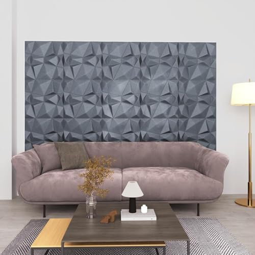 3D Wall Panels 24 pcs 50x50 cm Diamond Grey 6 m², Wall Tiles Decor Panels for Kitchen Room Living Room Bedroom