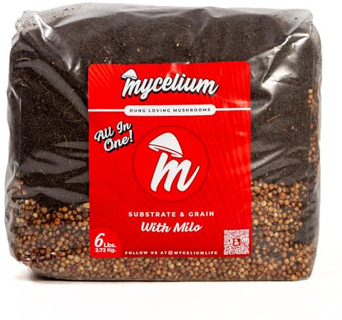 Mycelium Substrat de champignons et mélange de grains Milo de qualité supérieure - Formule tout-en-un de 2,7 kg de fibre de coco, vermiculite et gypse, pré-stérilisée et prête pour une culture facile