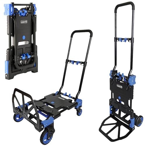 Move It 2-in-1 Sack Truck, Folding Hand Truck Trolley, Platform Cart Dolly, Heavy-Duty Sack Barrow, 120kg/70kg Load Capacity, Black