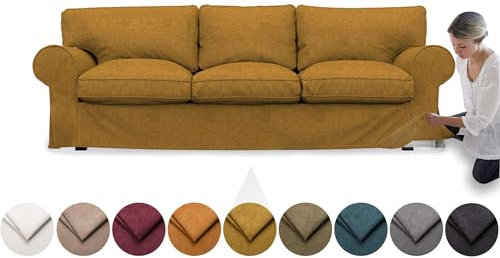 comfortly Bezug für Ektorp 3-Sitzer-Sofa (nicht Upland), Ersatz-Schonbezug, weicher, strapazierfähiger, waschbarer Stoff, leicht zu reinigen und zu ersetzen (Krone, Curcuma)