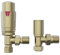 NRG Designer 15mm Brushed Brass Angled TRV Thermostatic Radiator Valves Central Heating Tap and Manual Angled Valves