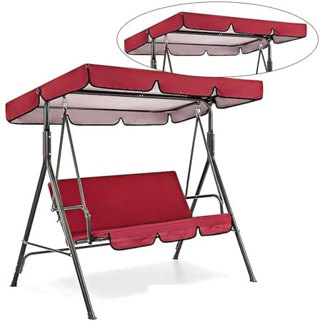 VINCINEY Toile pour Tonnelle Jardin extérieur 3 Personnes Porche en métal balançoire Chaise Banc auvent Remplacement auvent Pare-Soleil balançoire siège Chaise Couverture Kit(Red)